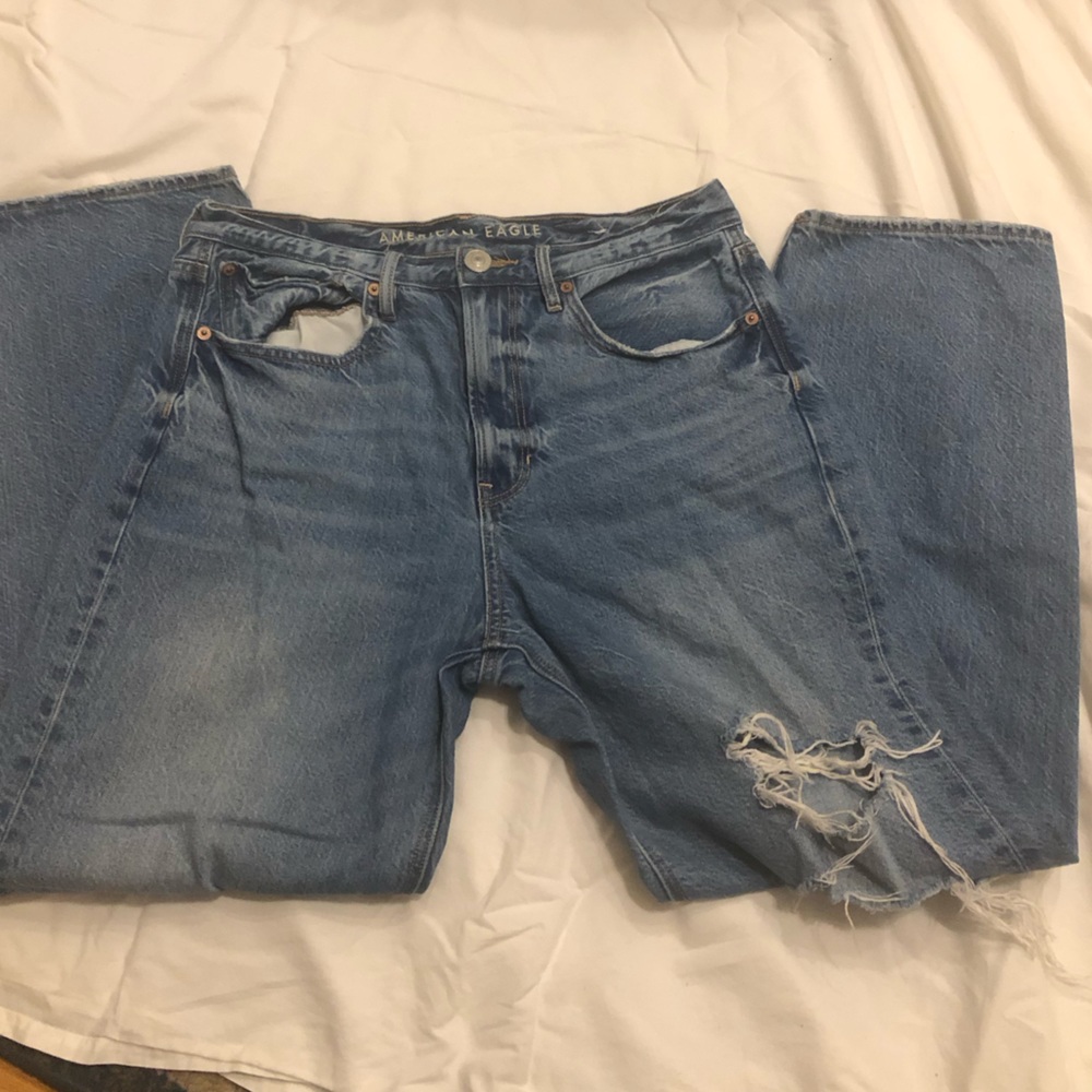 American Eagle blue ribbed skinny jeans